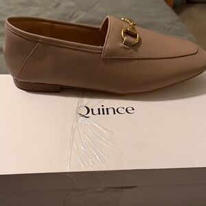 Quince Beige Loafers with Gold Accent